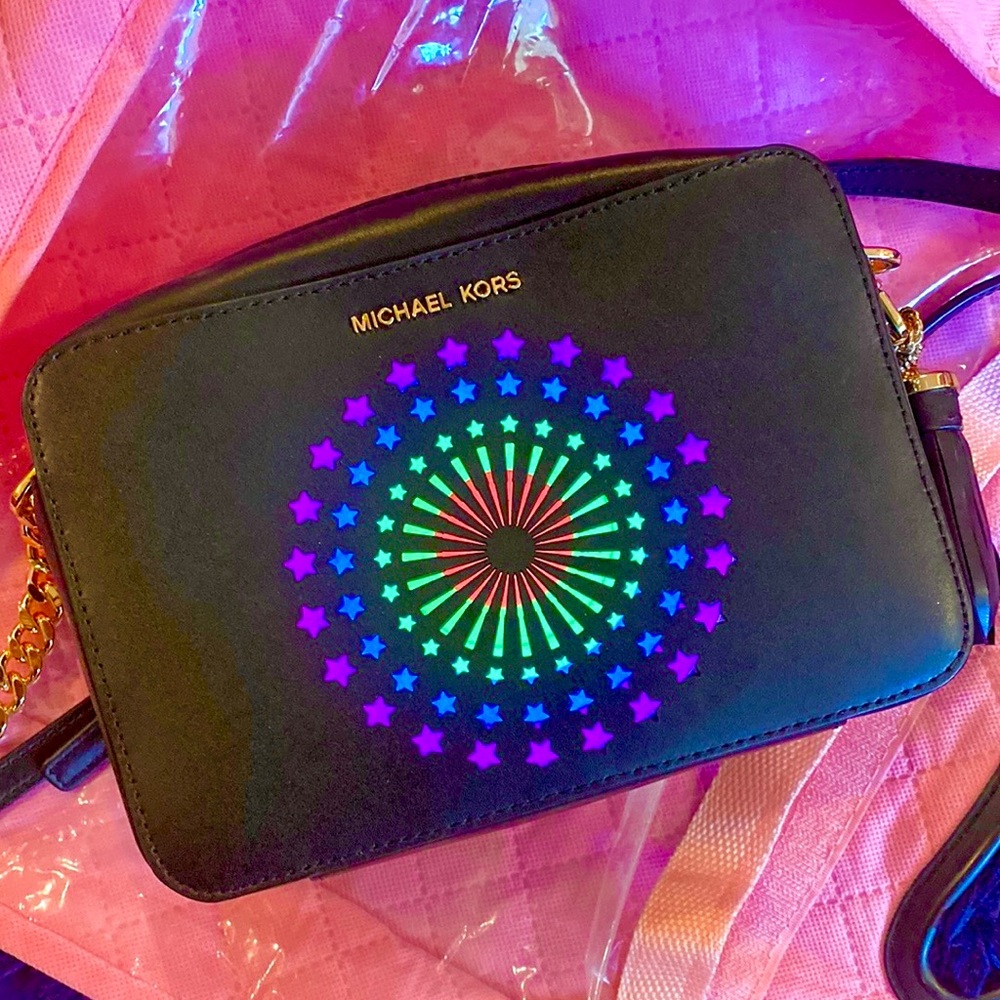 MICHAEL Michael Kors Ginny Crossbody Light Up Camera Bag Black Leather $500 - Picture 12 of 16